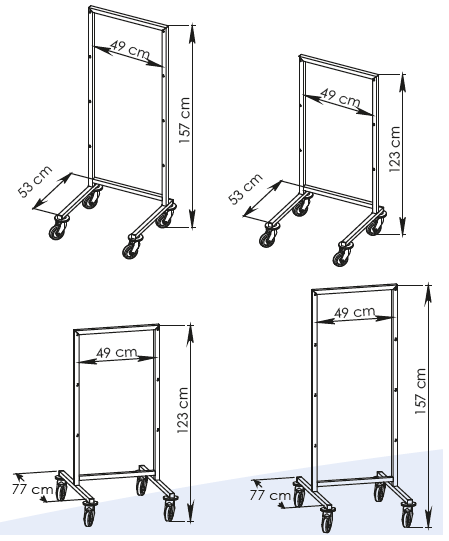 Chariot de stérilisation encombrement