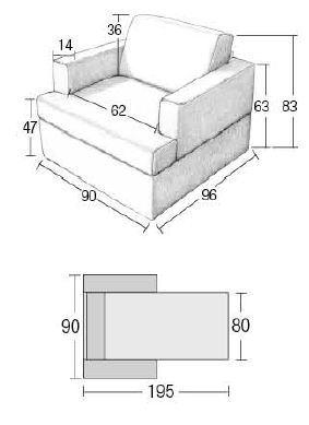 Fauteuil convertible Solly Encombrement