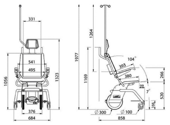 Fauteuil de transfert encastrable Tweegy Côte encombrement