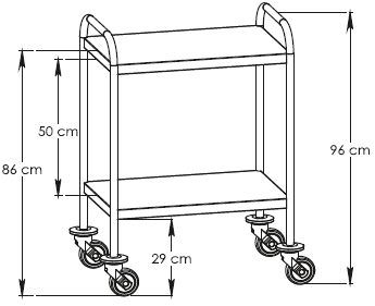 Encombrement guéridons de soins inox bords relevés