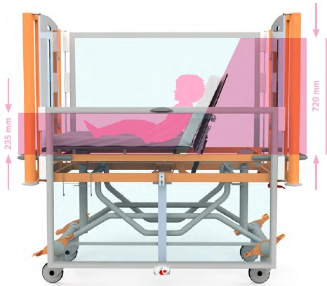 Lit pédiatrique avec barrières transparentes et plan de couchage réglable SL6040FT