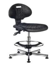 Tabouret technique sur patins à hauteur variable avec dossier commande sous assise