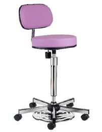 Tabouret d'examen sur roulettes à hauteur variable avec dossier commande aux pieds